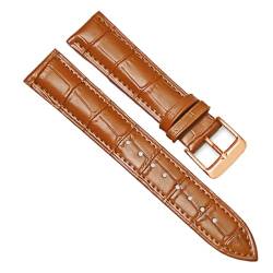 MILNBJK Jeniko Echtes Leder Uhrenarmbänder 16mm 18mm 20mm 22mm 24mm Uhrenarmband Armband Stahl Dornschließe Handgelenk Gürtel Armband (Color : Light brown-RG, Size : 14mm) von MILNBJK