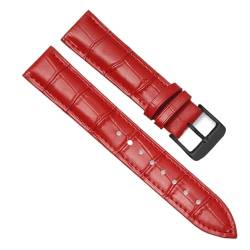 MILNBJK Jeniko Echtes Leder Uhrenarmbänder 16mm 18mm 20mm 22mm 24mm Uhrenarmband Armband Stahl Dornschließe Handgelenk Gürtel Armband (Color : Red-BK, Size : 16mm) von MILNBJK