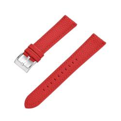 MILNBJK Jeniko Echtes Leder-Uhrenarmband 20 Mm 22 Mm Schnellverschluss-Uhrenarmbänder For Armband-Uhrenzubehör (Color : Red Silver, Size : 22mm) von MILNBJK