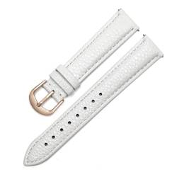 MILNBJK Jeniko Echtes Leder-Uhrenarmband For Damen, Schnellverschluss-Uhrenarmband, 12 Mm, 14 Mm, 16 Mm, 18 Mm, 20 Mm, Modisches Armband For Armbanduhren (Color : WHITE RO GD, Size : 12mm) von MILNBJK