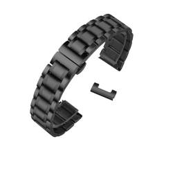 MILNBJK Jeniko Edelstahl-Uhrenarmband mit gebogenem Ende, 16 mm, 17 mm, 18 mm, 19 mm, 20 mm, 21 mm, 22 mm, 23 mm, 24 mm, Stahlband (Color : Black-flat, Size : 24mm) von MILNBJK