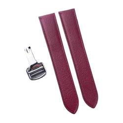 MILNBJK Jeniko Handgefertigtes Schnellverschluss-Lederarmband Aus Ziegenleder, Kompatibel Mit Der Cartier Tank London Herren-Damenuhr (Color : Claret, Size : 16) von MILNBJK