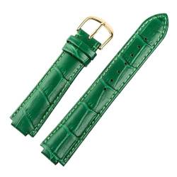 MILNBJK Jeniko Kompatibel Mit Cartier-Uhren, Ledergürtel, Herren- Und Damenuhr, Konvex, Lila-braun, Kalbsleder, 14 Mm, 16 Mm, Uhrenzubehör (Color : Green gold buckle, Size : 16x9mm) von MILNBJK