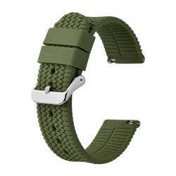 MILNBJK Jeniko Neues Silikon-Uhrenarmband, 18 Mm, 20 Mm, 22 Mm, Uhrenarmband For Männer Und Frauen, Ersatzband, Wasserdichtes Schnellverschluss-Uhrenarmband (Color : Army Green, Size : 18mm) von MILNBJK