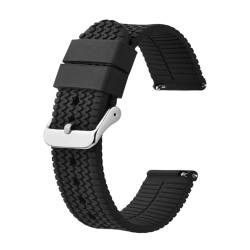 MILNBJK Jeniko Neues Silikon-Uhrenarmband, 18 Mm, 20 Mm, 22 Mm, Uhrenarmband For Männer Und Frauen, Ersatzband, Wasserdichtes Schnellverschluss-Uhrenarmband (Color : Black, Size : 18mm) von MILNBJK