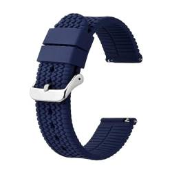 MILNBJK Jeniko Neues Silikon-Uhrenarmband, 18 Mm, 20 Mm, 22 Mm, Uhrenarmband For Männer Und Frauen, Ersatzband, Wasserdichtes Schnellverschluss-Uhrenarmband (Color : Dark Blue, Size : 20mm) von MILNBJK