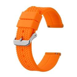MILNBJK Jeniko Neues Silikon-Uhrenarmband, 18 Mm, 20 Mm, 22 Mm, Uhrenarmband For Männer Und Frauen, Ersatzband, Wasserdichtes Schnellverschluss-Uhrenarmband (Color : Orange, Size : 18mm) von MILNBJK