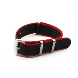 MILNBJK Jeniko Nylonband 20 Mm 22 Mm Sicherheitsgurt-Uhrenarmband Sport Kompatibel Mit O-Mega-Uhrenarmband-Ersatz (Color : Black Red Edge, Size : 22mm) von MILNBJK