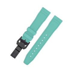 MILNBJK Jeniko Schnellverschluss-Uhrenarmband Aus Fluorkautschuk, 20 Mm, 21 Mm, 22 Mm, Wasserdicht, FPM/FKM-Uhrenarmbänder, Kompatibel Mit IWC-Uhrenarmband (Color : Cyan Black, Size : 20mm) von MILNBJK