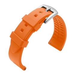 MILNBJK Jeniko Sport-Silikon-Uhrenarmband, Wasserdichte Gummibänder, Kompatibel Mit Rolex Water Ghost 18 Mm, 19 Mm, 20 Mm, 21 Mm, 22 Mm, 24 Mm (Color : Orange, Size : 18MM_SILVER BUCKLE) von MILNBJK
