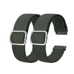 MILNBJK Jeniko Stretch-Nylon-Uhrenarmbänder, 18 Mm, 19 Mm, 20 Mm, 22 Mm, Ersatzgürtel For Smartwatch Mit Schnellverschluss-Federsteg (Color : Green Green-A, Size : 18mm) von MILNBJK