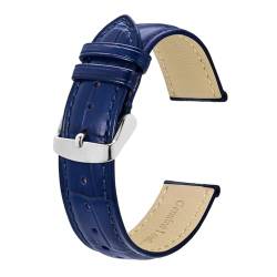 MILNBJK Jeniko Uhrenarmbänder Aus Alligator-geprägtem Leder, 18 Mm, 20 Mm, 22 Mm, 24 Mm, Vintage-Rindsleder-Uhrenarmbänder For Damen Und Herren (Color : Blue, Size : 22mm) von MILNBJK