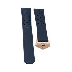 MILNBJK Jeniko Uhrenarmband aus Gummi, weiches, langlebiges Silikon, kompatibel mit TAG HEUER-Armband, MONACO-Armband, 22 mm, 24 mm, FORMULA1-Uhrenarmband (Color : Blue rose, Size : 24mm) von MILNBJK
