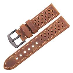 Rindsleder Watchbands 20mm 22mm Echtes Leder Vintage Armband Gurt Compatible With Samsung Galaxy Uhr 46mm Armband (Color : Brown Black Clasp, Size : 20mm gear s2) von MILNBJK