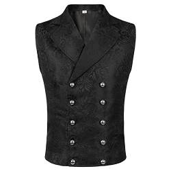 MILONT Herren Damen Viktorianische Anzugweste Steampunk Gothic Weste Damen Gilet Für Frauen UK Damen Weste Damen Weste, Schwarz , 42 von MILONT