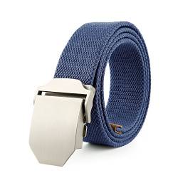 MIMA Herren Militär Gürtel Stoffgürtel Leinwand Canvas Stoff Gürtel mit Glatt Schnalle Canvas Jeansgürtel Belts (Blau) von MIMA