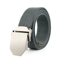 MIMA Herren Militär Gürtel Stoffgürtel Leinwand Canvas Stoff Gürtel mit Glatt Schnalle Canvas Jeansgürtel Belts (Grau) von MIMA