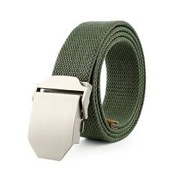 MIMA Herren Militär Gürtel Stoffgürtel Leinwand Canvas Stoff Gürtel mit Glatt Schnalle Canvas Jeansgürtel Belts (Grün) von MIMA