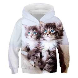 MIMMIC 3D-Druck Hoodies Schöne Katze Jungen Mädchen Outwear Mode Tier Katze Druck Kinder Kapuzenpullover Kinder Pullover,20,5 Jahre von MIMMIC