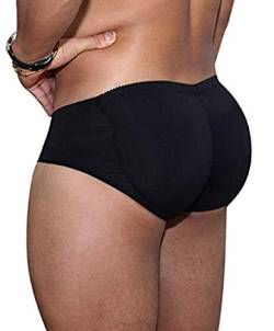 MINASAN Herren Gepolsterte Boxershorts Butt Lifter Unterwäsche Push Up Unterhose Höschen Butt Lifter (schwarz, M) von MINASAN