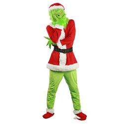 RPixc Herren Cosplay Kostüm ChristmasGrinch Weihnachten Outfit Party Suit Grün/Rot Monster Maske Cosplay Einzigartige Uniform Wie der Grinch (rot, M)… von MINASAN