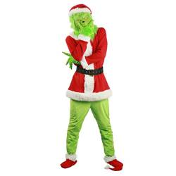 RPixc Herren Cosplay Kostüm ChristmasGrinch Weihnachten Outfit Party Suit Grün/Rot Monster Maske Cosplay Einzigartige Uniform Wie der Grinch (rot, XL)… von MINASAN