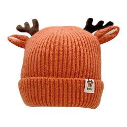 MINGCHE Kinder Wintermütze Neue Winter 3-15 Jahre Baby Beanie Mütze Set Kleinkind Gestrickte Jungen Mädchen und Strickmütze Cap Strick Dicke Skimütze, Orange, Einheitsgröße von MINGCHE