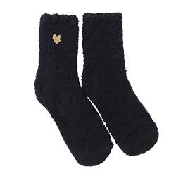 MINGCHE Kuschelsocken Socken Herren-Damen Wärme Thermosocken Wintersocken Wollsocken Tennissocken Arbeitssocken Haussocken Stoppersocken Bettsocken Stricksocken, Schwarz, Einheitsgröße von MINGCHE