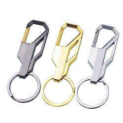 MINGZE Metall Schlüsselanhänger Schlüsselanhänger Schlüsselanhänger, Quick Release abnehmbare Schlüsselringe, Heavy Duty Edelstahl Schlüsselclips, 3PCS von MINGZE