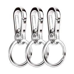 MINGZE Metall Schlüsselanhänger Schlüsselanhänger Schlüsselanhänger, Quick Release abnehmbare Schlüsselringe, Heavy Duty Edelstahl Schlüsselclips, 3PCS von MINGZE