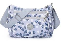 MINGZE Nylon Handtasche, Umhängetasche Damen Sportliche Schultertasche Wasserdicht(Graue Punkte) von MINGZE