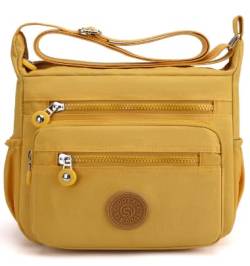 MINGZE Nylon Handtasche, Umhängetasche Damen Sportliche Schultertasche Wasserdicht(gelb) von MINGZE