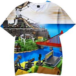 MINIDORA 3D Bedrucktes T-Shirt Roblox für Jungen/Mädchen DynaBlocks Tee Kinder Unisex Kurzarm Videospiele(E03392,140) von MINIDORA