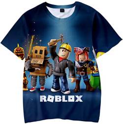 MINIDORA 3D Bedrucktes T-Shirt Roblox für Jungen/Mädchen DynaBlocks Tee Kinder Unisex Kurzarm Videospiele(N22815,110) von MINIDORA