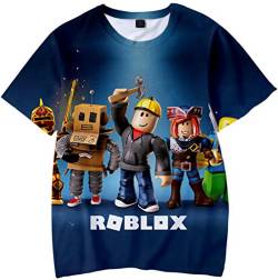 MINIDORA 3D Bedrucktes T-Shirt Roblox für Jungen/Mädchen DynaBlocks Tee Kinder Unisex Kurzarm Videospiele(N22815,130) von MINIDORA