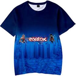 MINIDORA 3D Bedrucktes T-Shirt Roblox für Jungen/Mädchen DynaBlocks Tee Kinder Unisex Kurzarm Videospiele(N22816,130) von MINIDORA