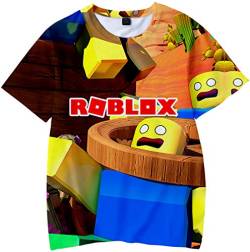 MINIDORA 3D Bedrucktes T-Shirt Roblox für Jungen/Mädchen DynaBlocks Tee Kinder Unisex Kurzarm Videospiele(N22819,140) von MINIDORA