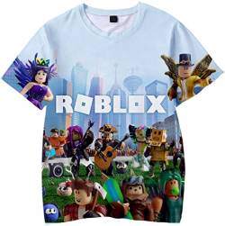 MINIDORA 3D Bedrucktes T-Shirt Roblox für Jungen/Mädchen DynaBlocks Tee Kinder Unisex Kurzarm Videospiele(Q1221,120) von MINIDORA