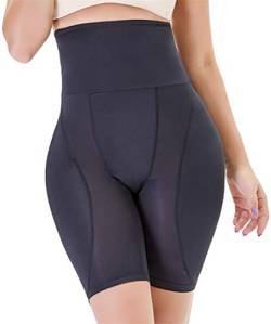 MINIDORA Damen Miederpants Nahtlos Figurformende Knickers mit Abnehmbare Pads Shapewear Butt Lifter Unterwäsche (Hohe Aschwarz, S) von MINIDORA