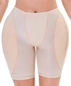 MINIDORA Damen Miederpants Nahtlos Figurformende Knickers mit Abnehmbare Pads Shapewear Butt Lifter Unterwäsche (Mittlere Beige, L) von MINIDORA