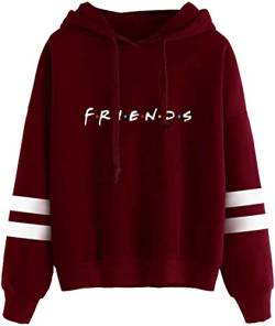 MINIDORA Friends Print Kapuzenpullover für Männer Trendy Long Sleeves Trendy Pullover Geschenk für Freunde M,1 Rot von MINIDORA