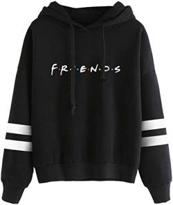 MINIDORA Friends Print Kapuzenpullover für Männer Trendy Long Sleeves Trendy Pullover Geschenk für Freunde S,Schwarz von MINIDORA