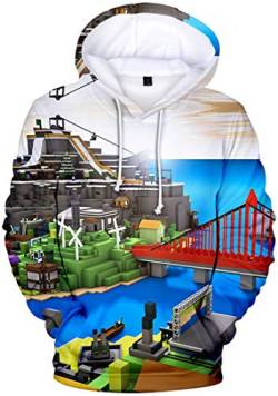 MINIDORA Hoodie Roblox für Jungen Kinder Hoodie Unisex Kapuzenpullover Game Sweater(E03392,130) von MINIDORA