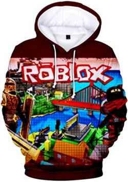 MINIDORA Hoodie Roblox für Jungen Kinder Hoodie Unisex Kapuzenpullover Game Sweater(E28456,110) von MINIDORA