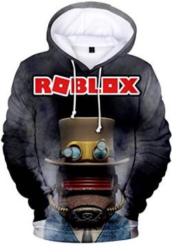 MINIDORA Hoodie Roblox für Jungen Kinder Hoodie Unisex Kapuzenpullover Game Sweater(N01002,130) von MINIDORA