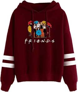 MINIDORA Kapuzenpullover Friends Print für Damen Sweatshirt Lange Ärmel Pullover Trendiges Geschenk für Freunde L,Rotwein 656 von MINIDORA