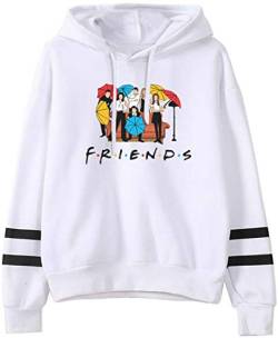 MINIDORA Kapuzenpullover Friends Print für Damen Sweatshirt Lange Ärmel Pullover Trendiges Geschenk für Freunde L,Weiß 656 von MINIDORA