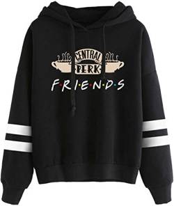 MINIDORA Kapuzenpullover Friends Print für Damen Sweatshirt Lange Ärmel Pullover Trendiges Geschenk für Freunde M,1Schwarz Kaffee von MINIDORA