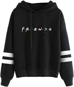 MINIDORA Kapuzenpullover Friends Print für Damen Sweatshirt Lange Ärmel Pullover Trendiges Geschenk für Freunde XXL,1Schwarz von MINIDORA