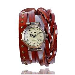 minilujia Armbanduhr Braun aus echtem Leder Wickelarmband, Frauen Armbanduhr ST34 von MINILUJIA